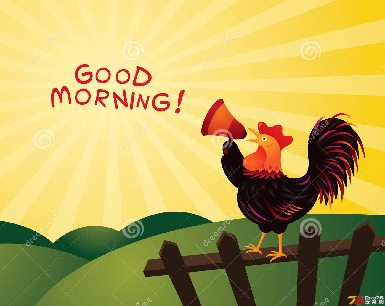 rooster-crowing-announcing-megaphone-good-morning-fence-farm-hill-background-81880785.jpg