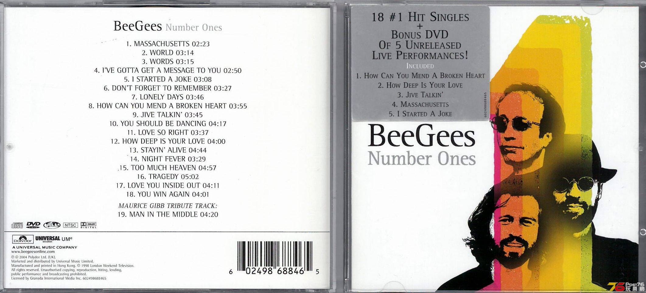 Bee Gees  2004 Number Ones CD+DVD a.jpg