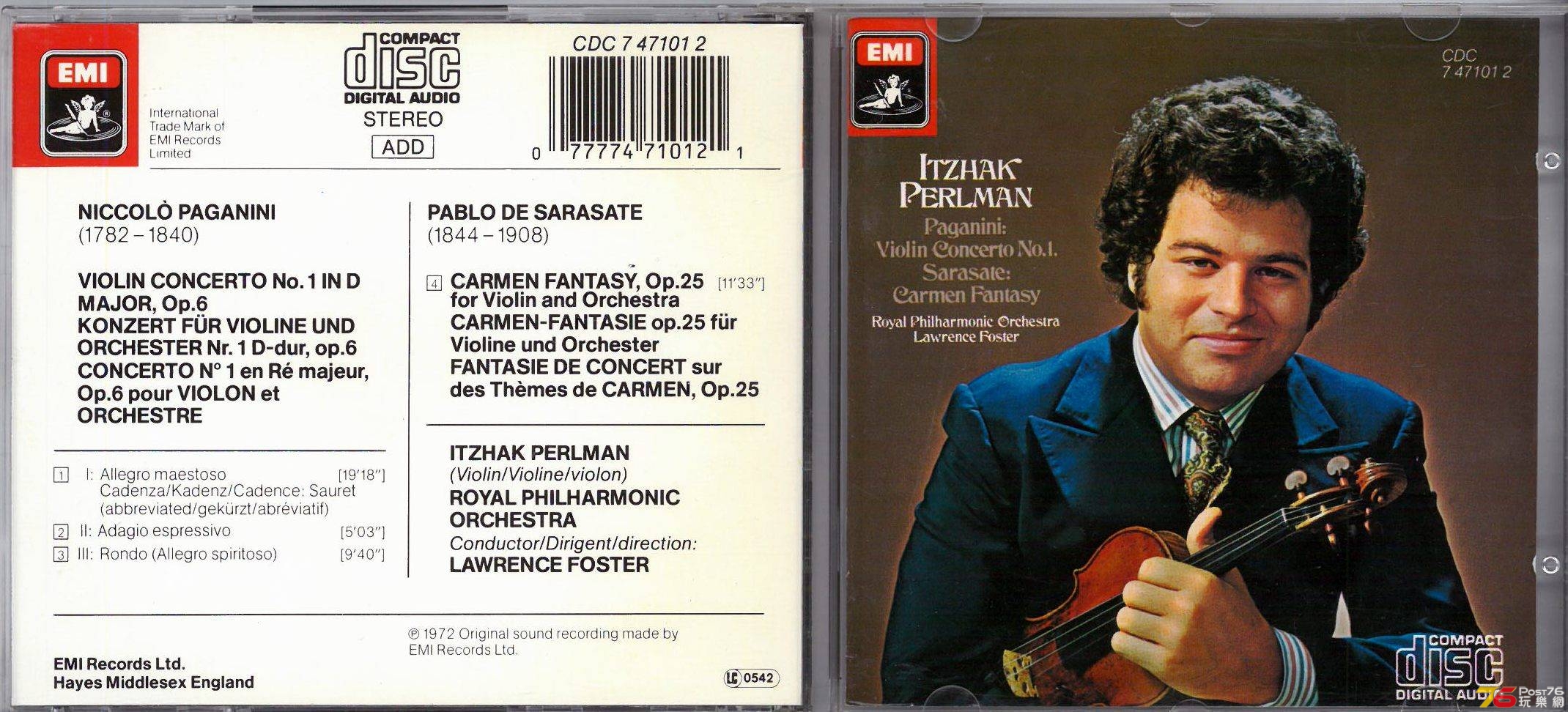 Itzhak Perlman  Paganini Violin Concerto No 1  Sarasate Carmen Fantasy  Lawrence.jpg