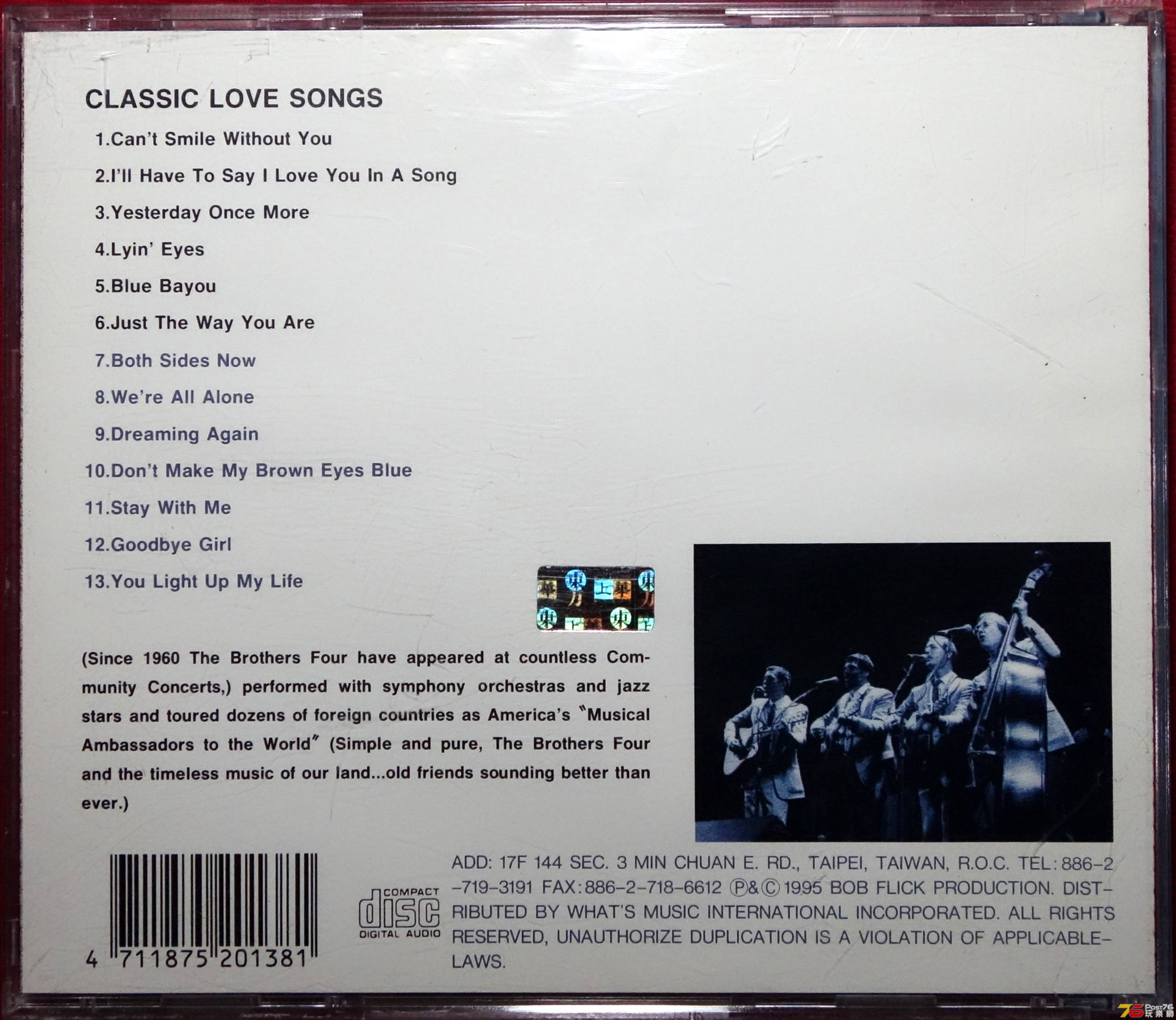 The Brothers Four  1995 Classic Love Songs ab.JPG