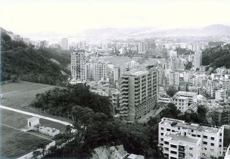 灣仔，司徒拔道附近濾水池，向西北看跑馬地，1971年.jpg