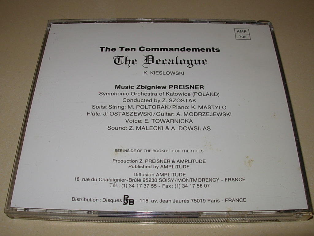 Decalogue CD back cover
